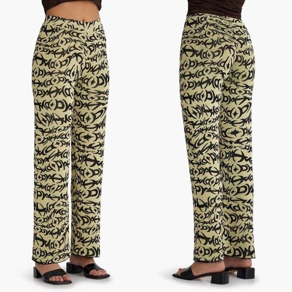 Paloma Wool Paige Tattoo Printed Straight Leg Pants - Picture 1 of 9